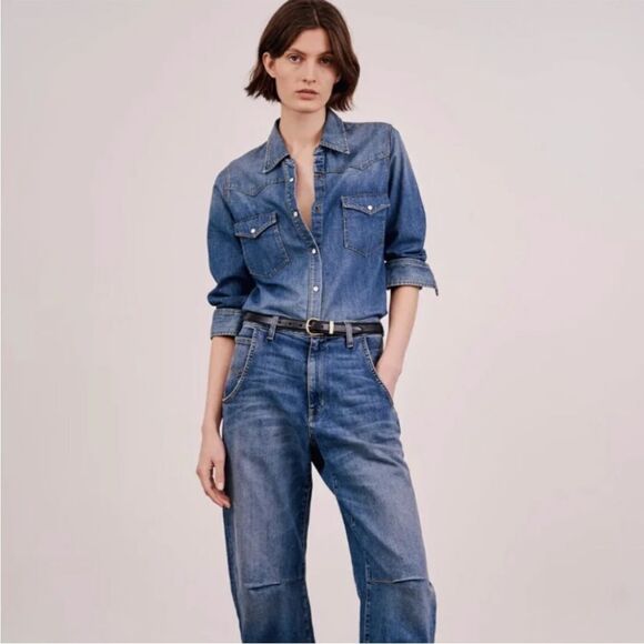 Denimist Snap Western Denim Button Down Shirt - Picture 1 of 7